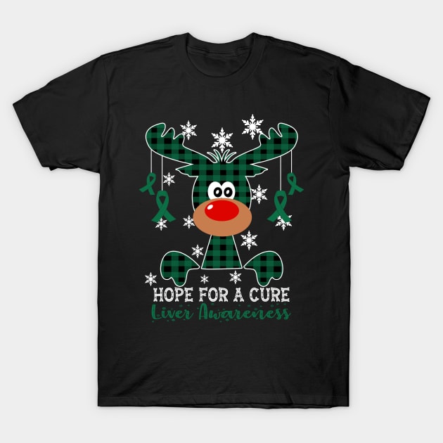 Reindeer Hope For A Cure Liver Awareness Christmas T-Shirt by HomerNewbergereq